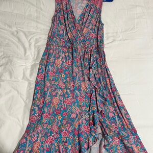 Floral Sleeveless Wrap Dress - Multicolor